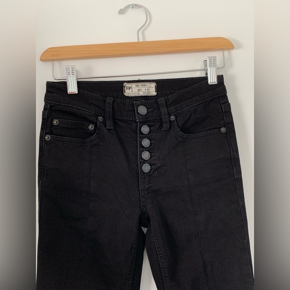 (45)Free People Black Flare Jeans - Picture 7 of 10